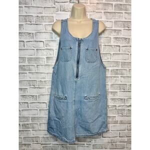 Vintage Directives Denim Zip Front Shift Dress Utility Pockets 90s Y2K Size L